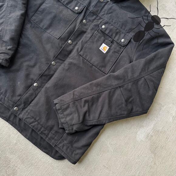 Vintage Y2K Carhartt black Sherpa lined work wear jacket - Picture 4 of 9